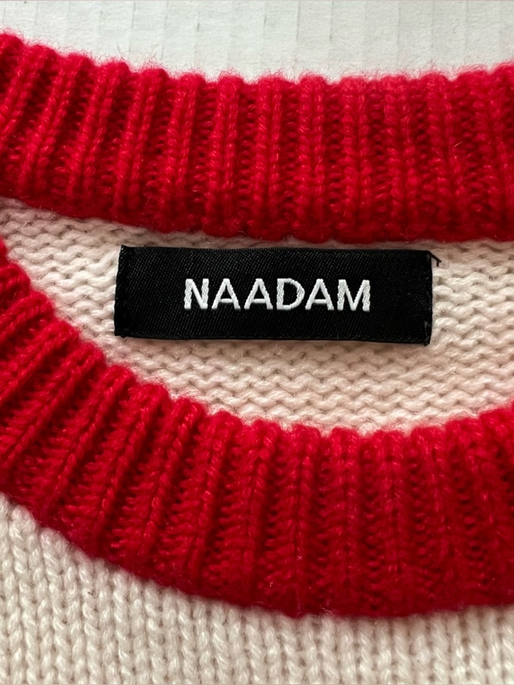 NAADAM Red and Cream 'APRÈS' Crewneck Sweater - Picture 14 of 16
